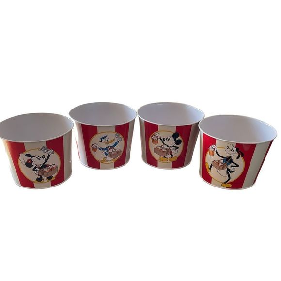 Disney Kitchen Disney Metal Popcorn Bucket 4 Piece Set Poshmark